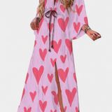 Vestido Maxi Joelle Arcoíris con Escote en V y Mangas Murciélago