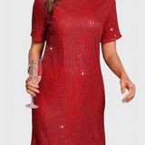 Vestido Mini Loreen con Brillos y Corte Relajado