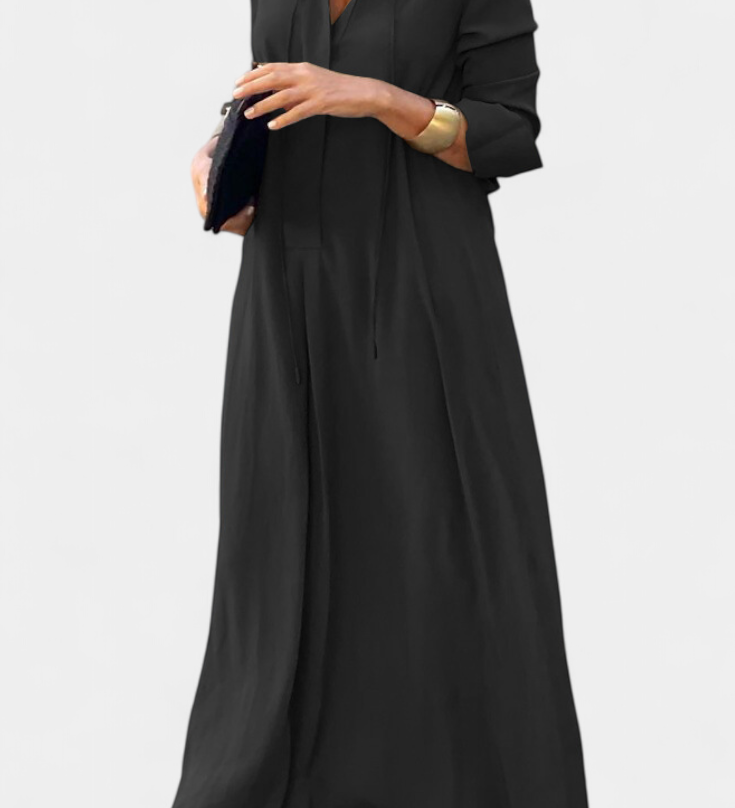 Vestido Verónica de Manga Larga con Escote en V