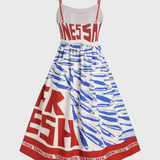 Vestido Vintage Maricela con Tirantes y Estampado de Sardinas