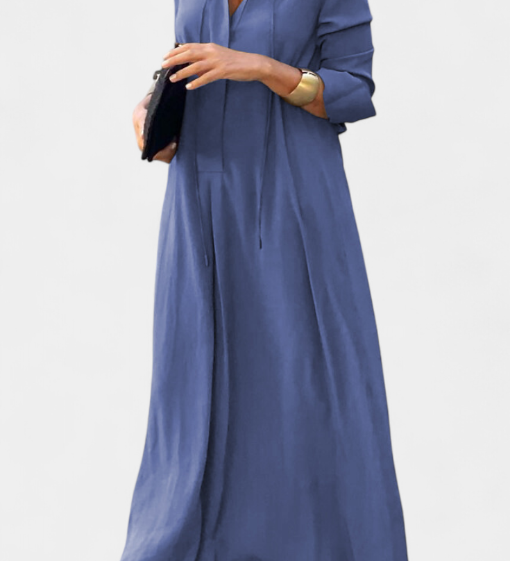 Vestido Verónica de Manga Larga con Escote en V