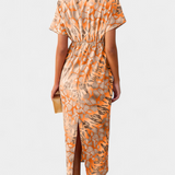 Vestido Triana con Estampado Abstracto y Escote en V