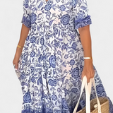 Vestido Floral Bohemio Elcira con Escote en V y Volantes