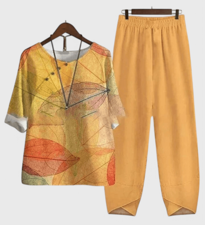 Ursula Conjunto Chic de Camisa y Pantalón con Estilo Relajado