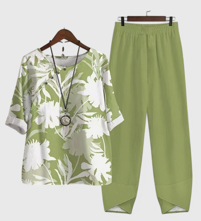 Ursula Conjunto Chic de Camisa y Pantalón con Estilo Relajado