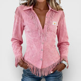 Marina™ | Blusa de ante con flecos