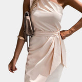 Vestido Drapado de Un Hombro Ainsley