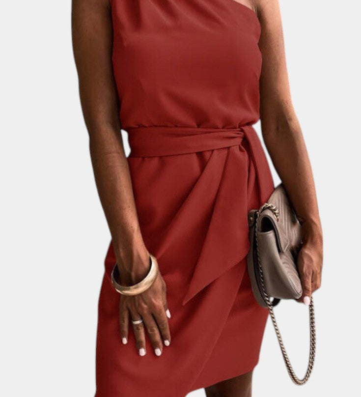Vestido Drapado de Un Hombro Ainsley