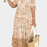 Vestido Floral Bohemio Elcira con Escote en V y Volantes