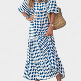 Vestido Aroa Boho con Estampado Artístico y Silueta Fluida