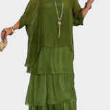Vestido Maxi Caroline con Volantes y Mangas Murciélago