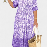 Vestido Floral Bohemio Elcira con Escote en V y Volantes