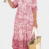 Vestido Floral Bohemio Elcira con Escote en V y Volantes