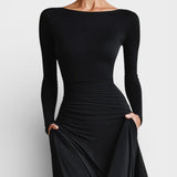 Adela™ | Vestido largo negro sofisticado