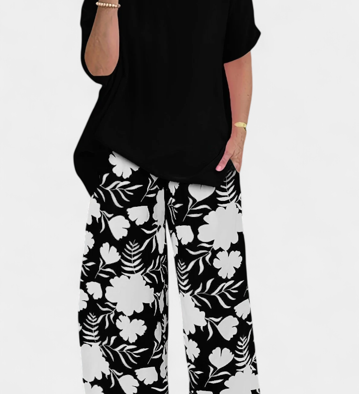Aivy Conjunto Floral de Dos Piezas con Toque Relajado
