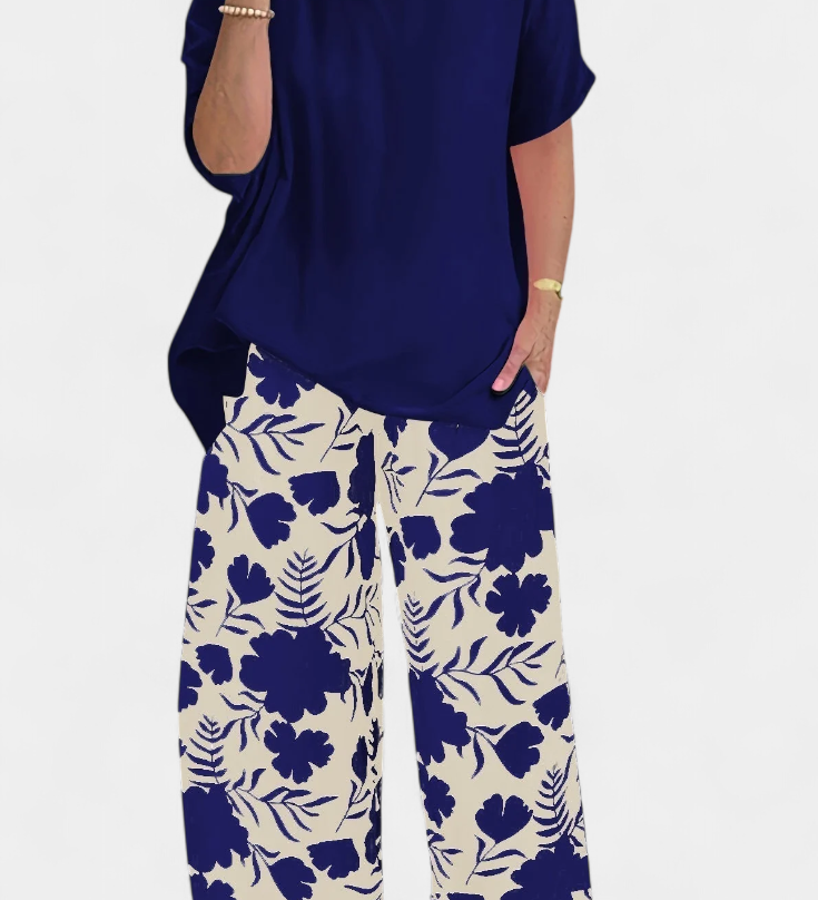 Aivy Conjunto Floral de Dos Piezas con Toque Relajado