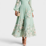 Natalia™ | Vestido midi floral de gasa elegante
