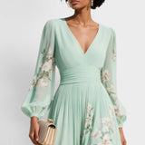 Natalia™ | Vestido midi floral de gasa elegante