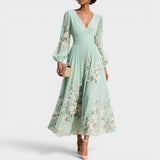 Natalia™ | Vestido midi floral de gasa elegante