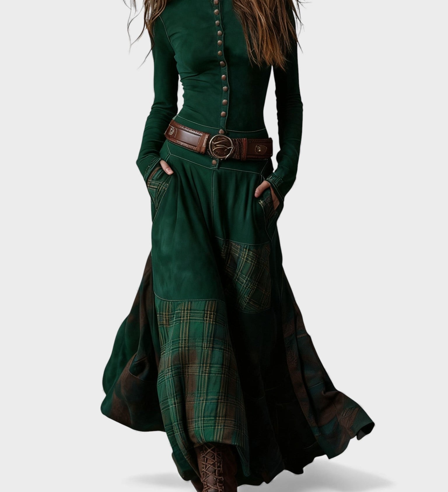 Marina™ | Vestido maxi de ante con cinturón