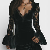 Luna™ | Vestido mini de terciopelo y encaje