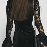 Luna™ | Vestido mini de terciopelo y encaje