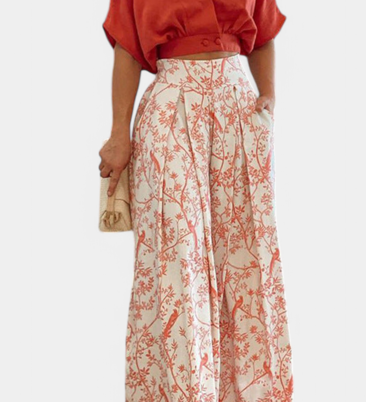 Olivia Conjunto Boho de Cuello en V y Pierna Ancha