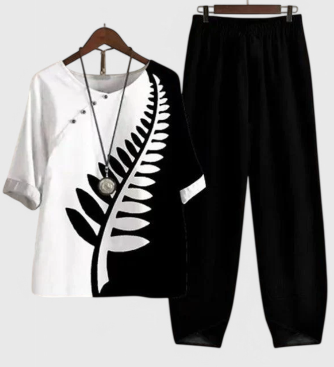 Ursula Conjunto Chic de Camisa y Pantalón con Estilo Relajado