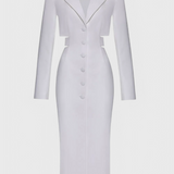 Vestido Blazer Midi Bernice con Corte y Espalda Abierta