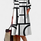 Vestido de Algodón Larissa con Estampado Geométrico