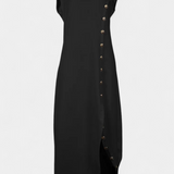 Vestido Asimétrico Afrodita con Botones Decorativos de Oro