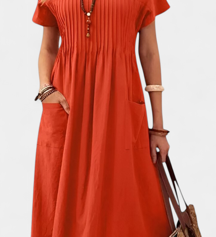 Vestido Lottie de Largo Medio con Bolsillos