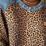 Marta™ | Sudadera denim con estampado leopardo