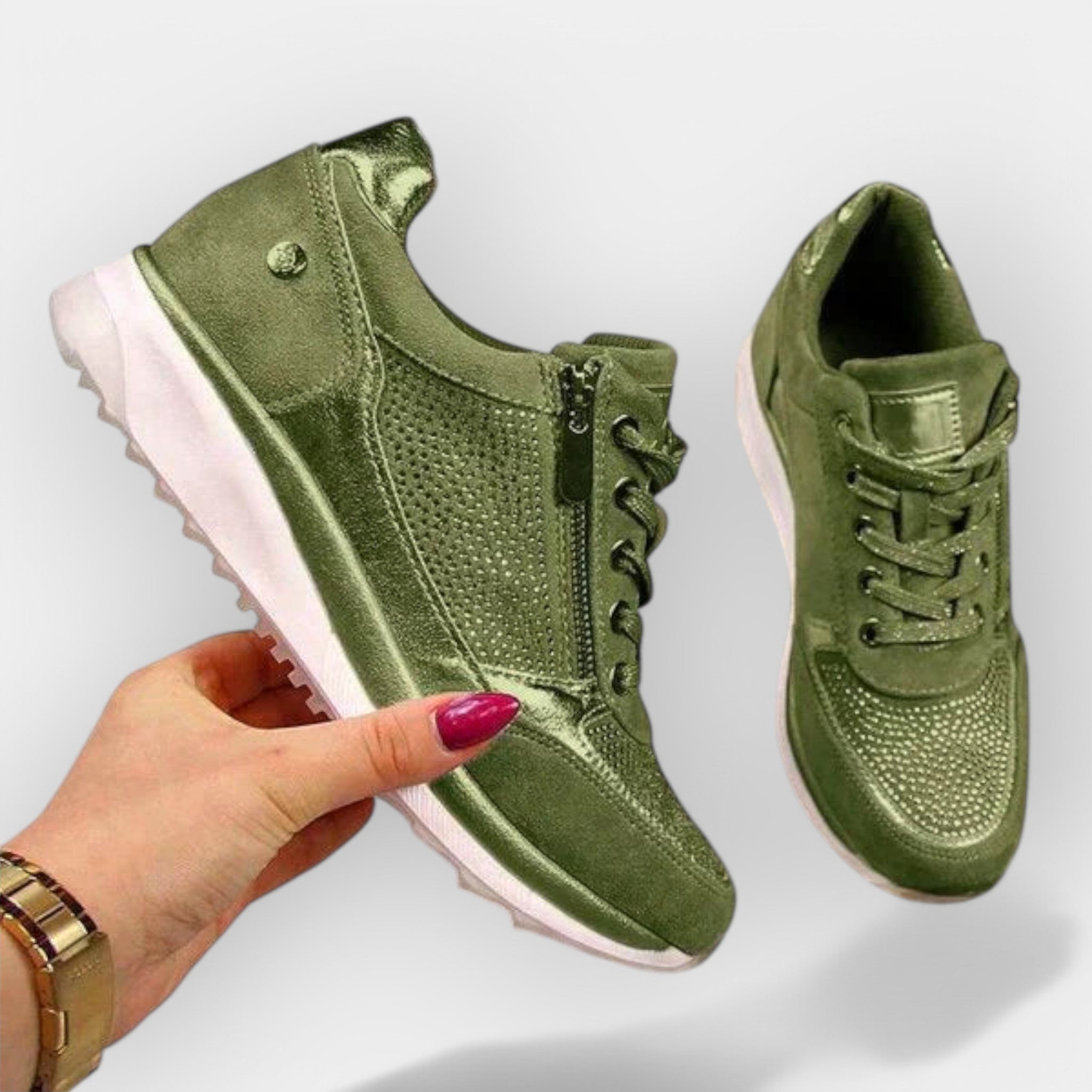 Zapatillas anatómicas con cierre de cremallera
