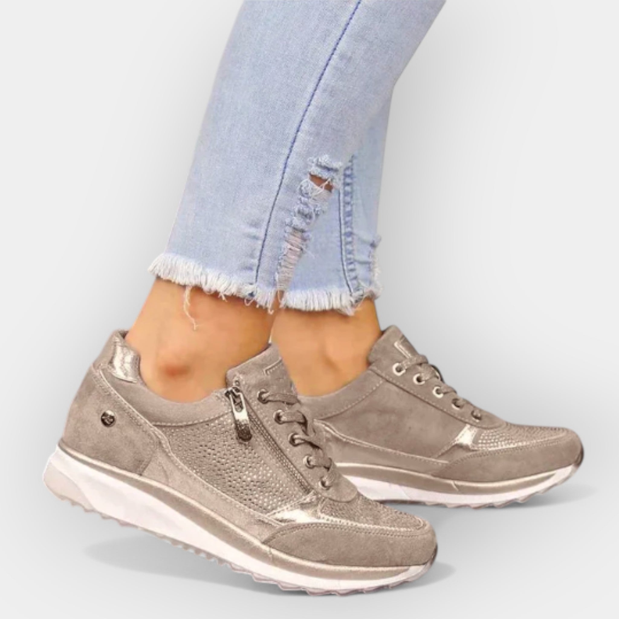 Zapatillas anatómicas con cierre de cremallera