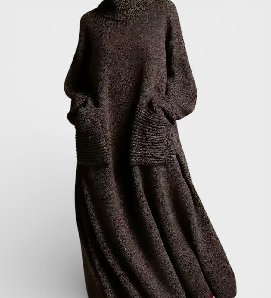 Elena™ | Vestido de punto de cuello alto