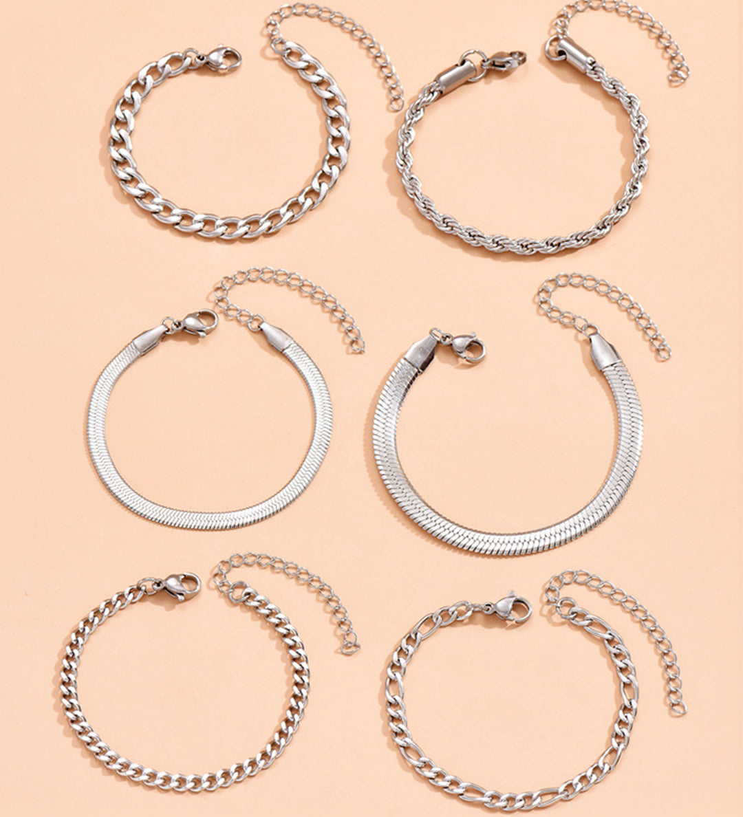 Conjunto de Pulseras de Cadena Cubana de 6 Piezas