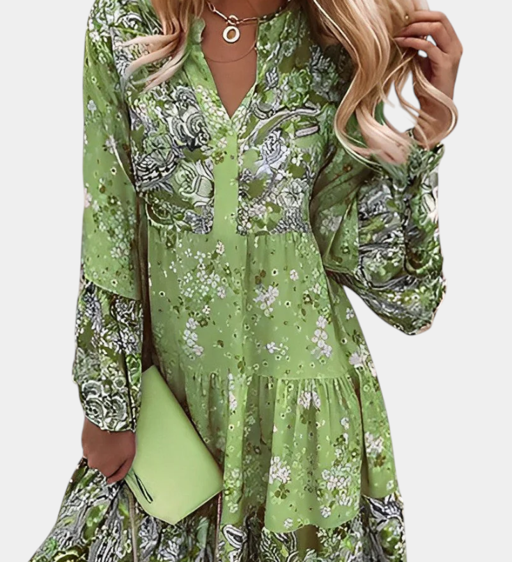 Vestido Boho Floral Mini A-Line Vera