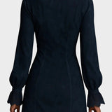 Estela™ | Vestido corto de ante azul con encaje
