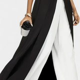 Alicia Conjunto Bicolor Elegante sin Mangas con Pantalones Anchos