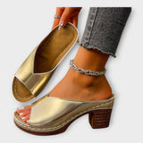 Sandalias con Tacón Grueso y Talón Descubierto