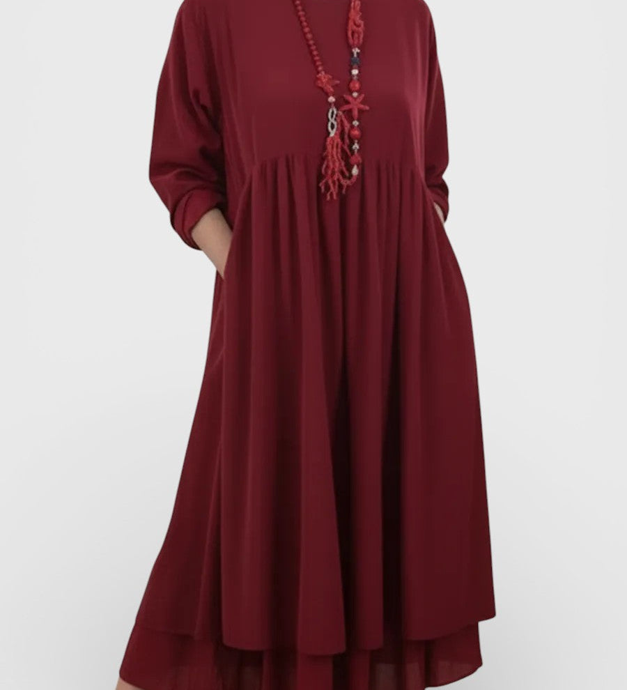 Isabel™ | Vestido midi fluido con doble bajo