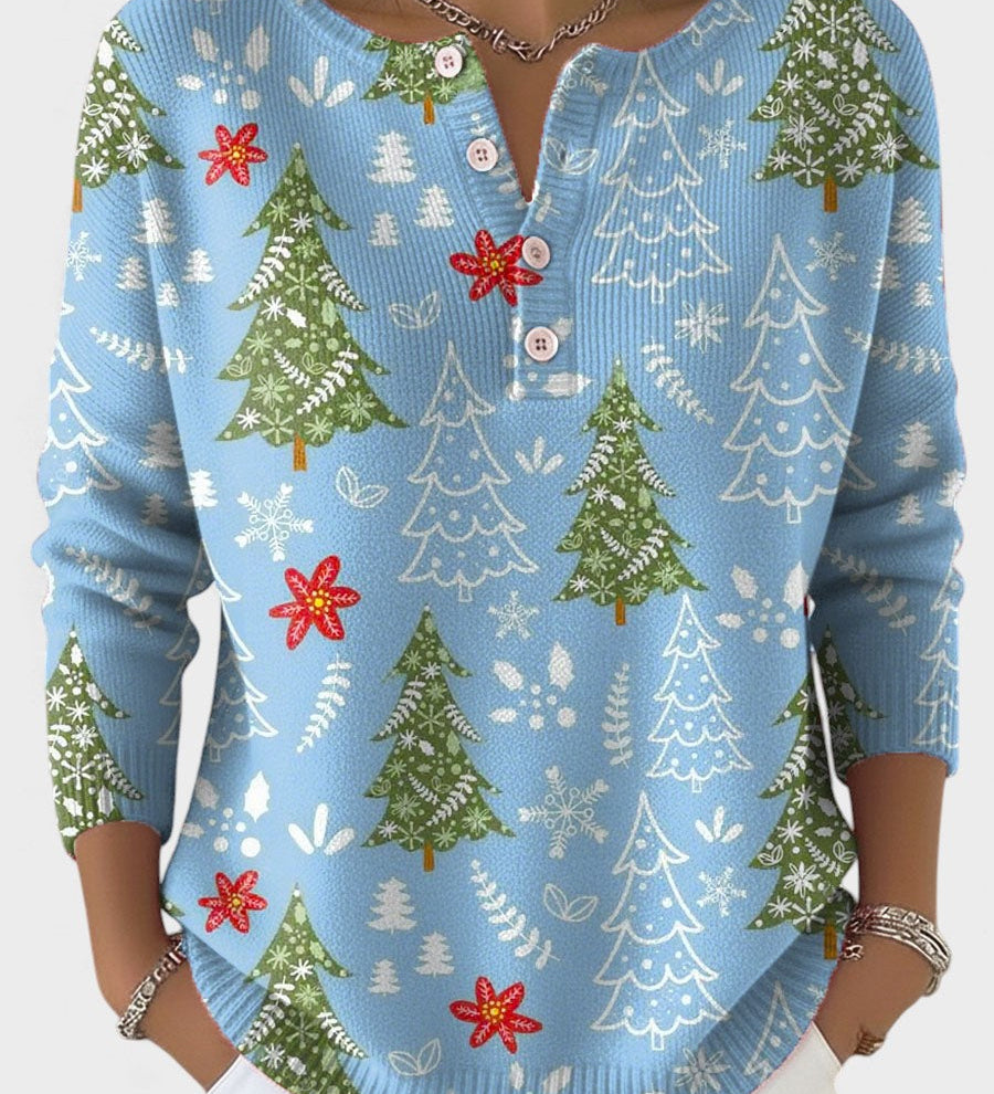 Sofía™ | Suéter navideño con botones decorativos