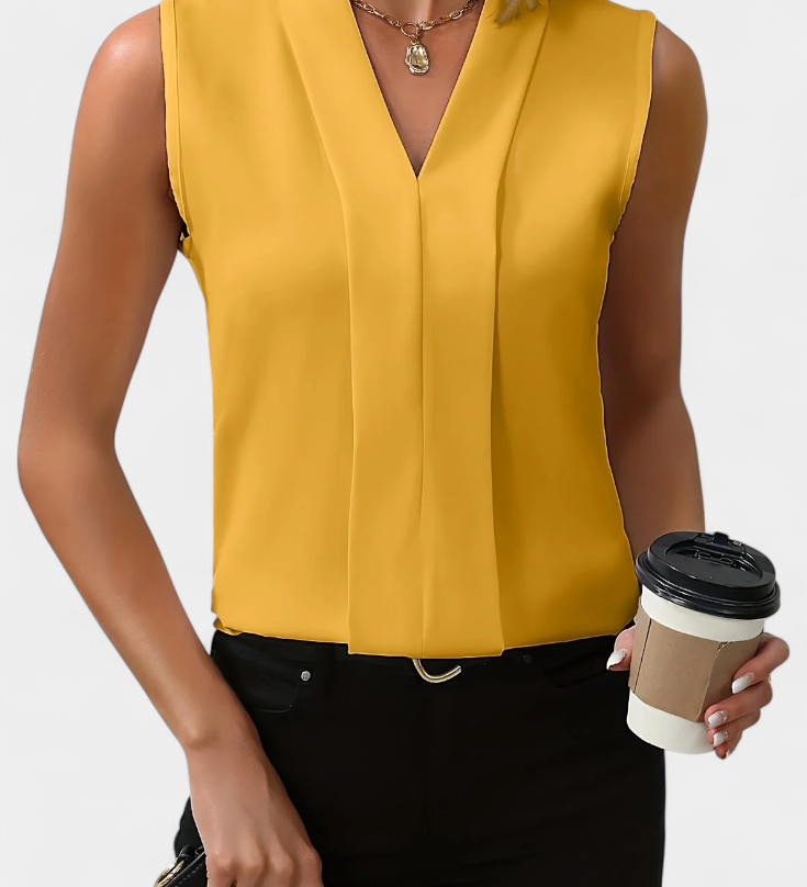 Blusa Sin Mangas Nele con Escote en V y Corte Fluido