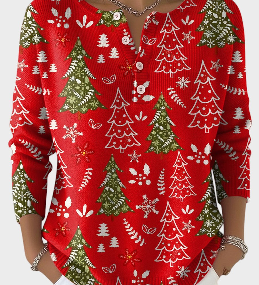 Sofía™ | Suéter navideño con botones decorativos