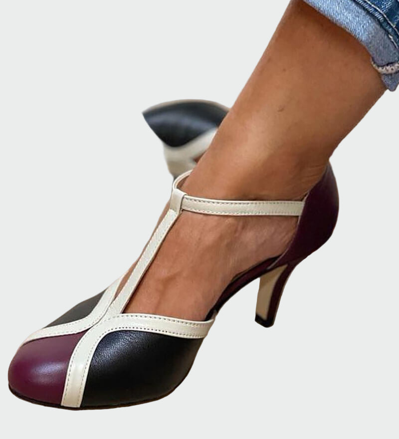 Sandalias Retro Elegantes Anna con Tacón Medio y Correa en T