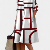 Vestido de Algodón Larissa con Estampado Geométrico