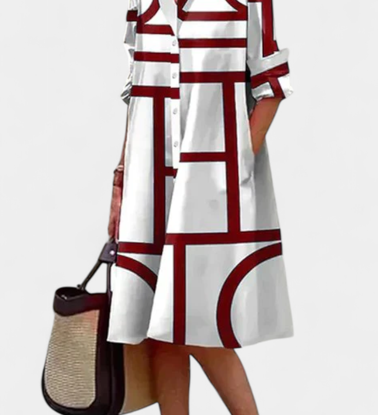 Vestido de Algodón Larissa con Estampado Geométrico