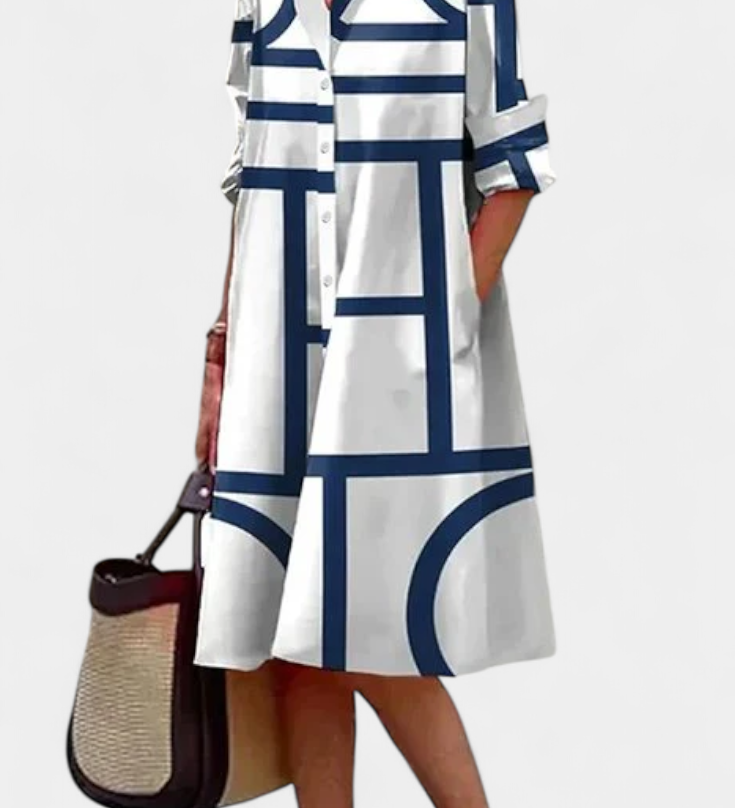 Vestido de Algodón Larissa con Estampado Geométrico
