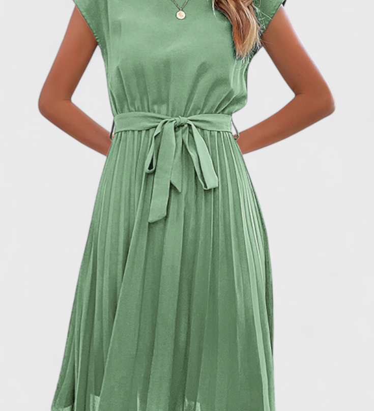 Vestido Midi Elegante Luxie en Tejido Ligero con Corte Fluido